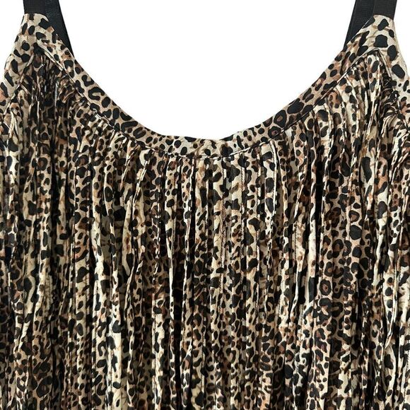 Comme leopard animal print tank top w/full fringe layer & adjustable straps - Picture 5 of 15